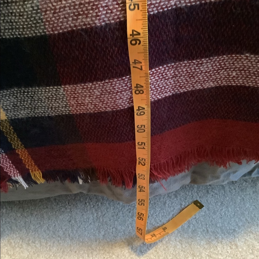 Burgundy Plaid Blanket Scarf - Picture 5 of 5